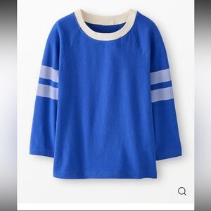 Blue Relaxed Fit Baseball Tee Shirt with White Stripes